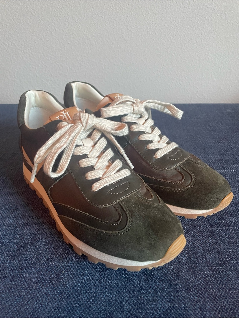 Lauren Ralph Lauren Olive Green Suede & Cream Accent Women’s Sneakers